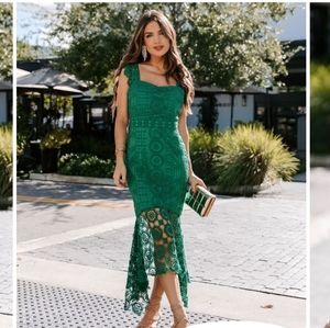 NWT Emerald Green Lace Dress